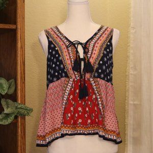 PATRONS OF PEACE boho tank w/ tassle closures